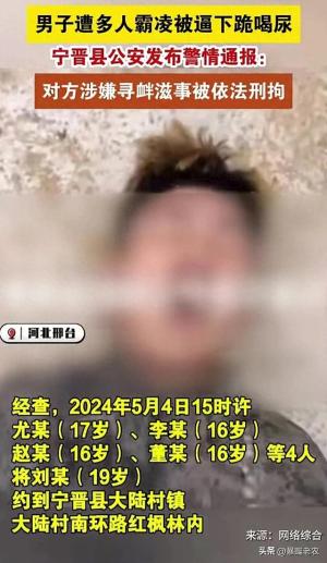 后续！宁晋县男子遭多人殴打、下跪、喝尿！通报：全部依法拘留