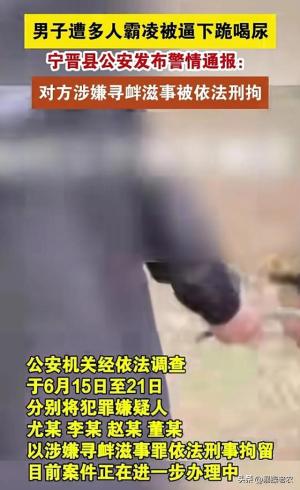 后续！宁晋县男子遭多人殴打、下跪、喝尿！通报：全部依法拘留