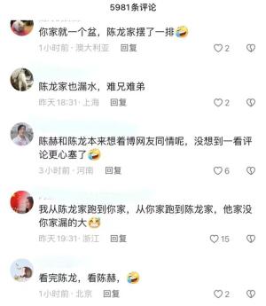 陈赫吐槽家里漏水，楼都掉顶了！网友：陈龙家更惨，你才一个盆！  第15张