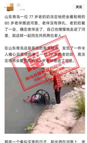 辟谣进行时老人把坐轮椅老伴推进河里？假消息！-图2